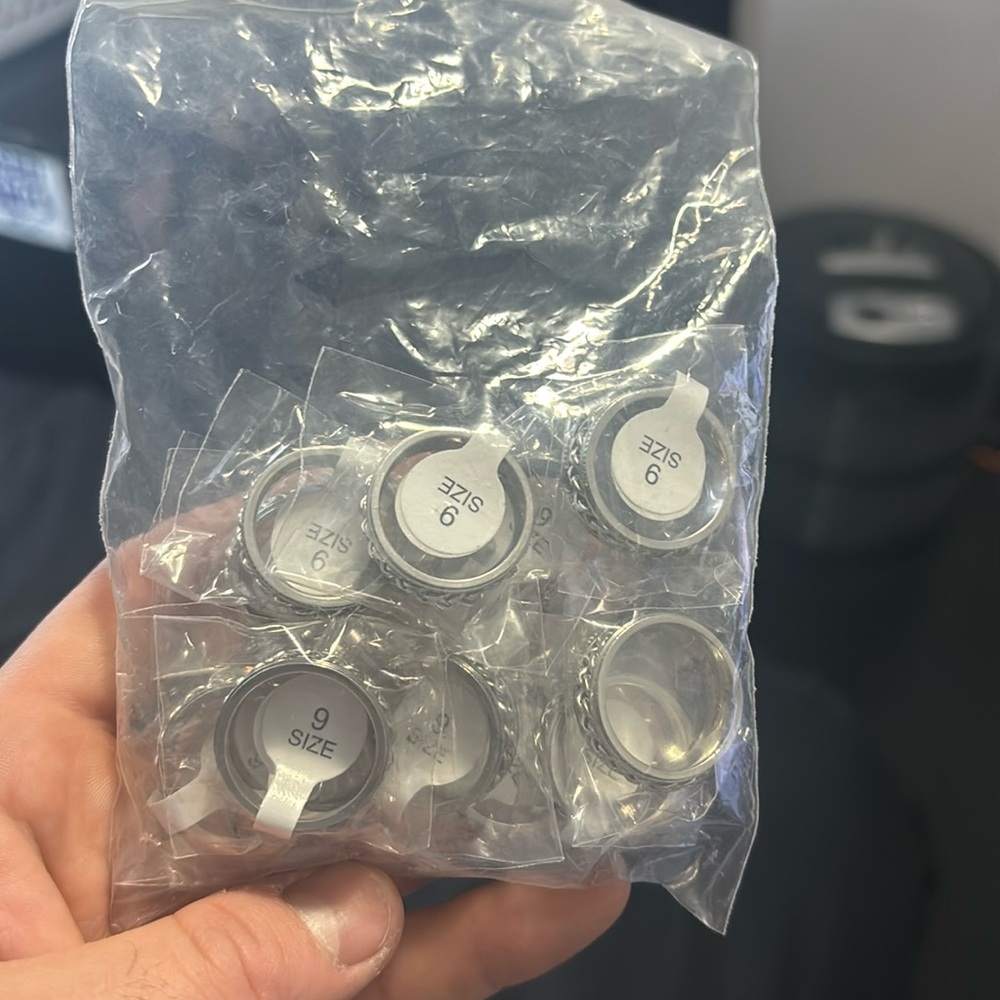 LOT OF 12- Stainless Steel Chain Spinner Mens Ring Size 9 Titanium ($600)